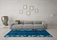 Machine Washable Abstract Light Blue Modern Rug, wshabs1898lblu