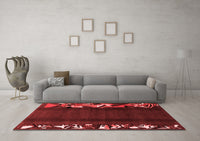 Machine Washable Abstract Red Modern Rug, wshabs1898red