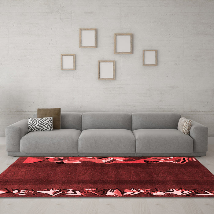 Modern Red Washable Rugs