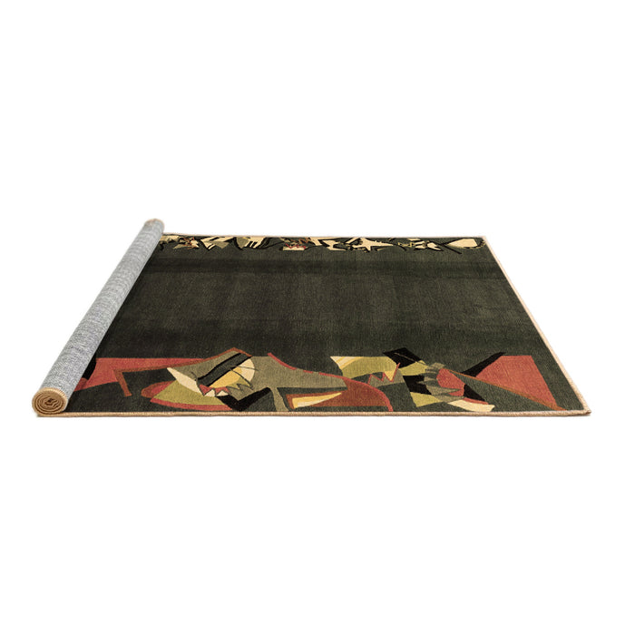 Sideview of Machine Washable Abstract Brown Modern Rug, wshabs1898brn