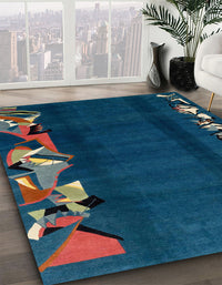 Abstract Greenish Blue Green Modern Rug, abs1898