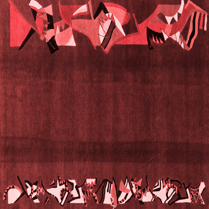 Machine Washable Abstract Red Modern Rug, wshabs1898red