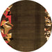 Round Abstract Orange Modern Rug, abs1898org