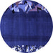 Round Machine Washable Abstract Blue Modern Rug, wshabs1898blu