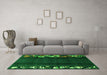 Machine Washable Abstract Green Modern Area Rugs in a Living Room,, wshabs1898grn