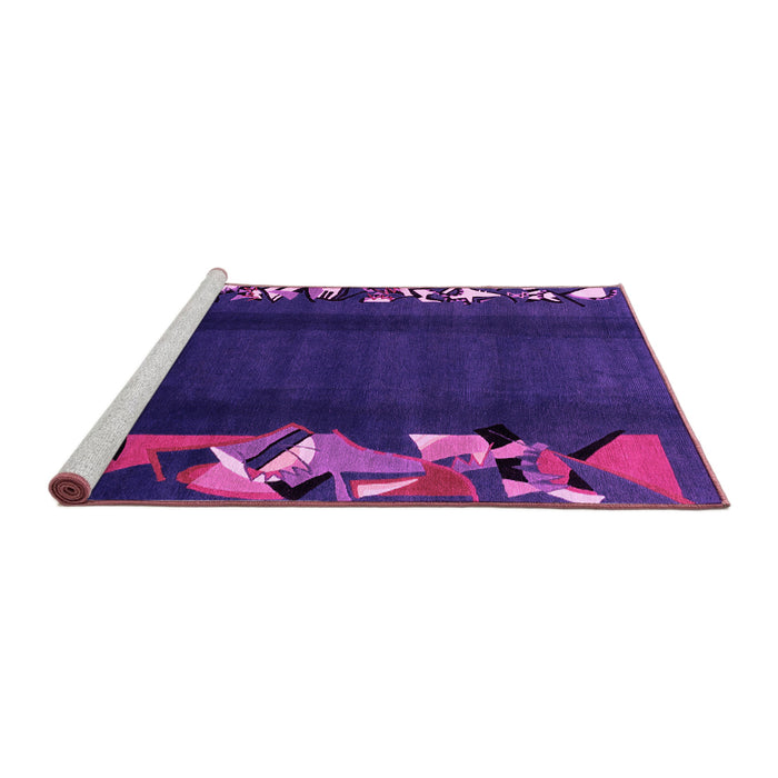 Sideview of Machine Washable Abstract Pink Modern Rug, wshabs1898pnk