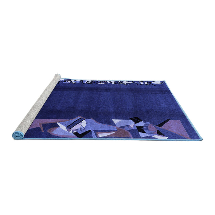 Sideview of Machine Washable Abstract Blue Modern Rug, wshabs1898blu