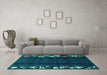 Machine Washable Abstract Turquoise Modern Area Rugs in a Living Room,, wshabs1898turq