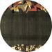 Round Abstract Brown Modern Rug, abs1898brn