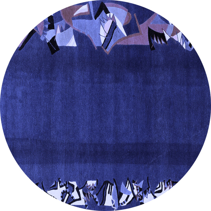 Round Abstract Blue Modern Rug, abs1898blu