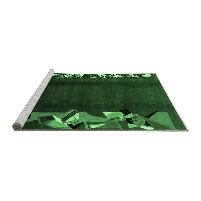 Sideview of Machine Washable Abstract Emerald Green Modern Area Rugs, wshabs1898emgrn