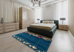 Abstract Greenish Blue Green Modern Rug in a Bedroom, abs1898