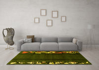 Machine Washable Abstract Yellow Modern Rug, wshabs1898yw