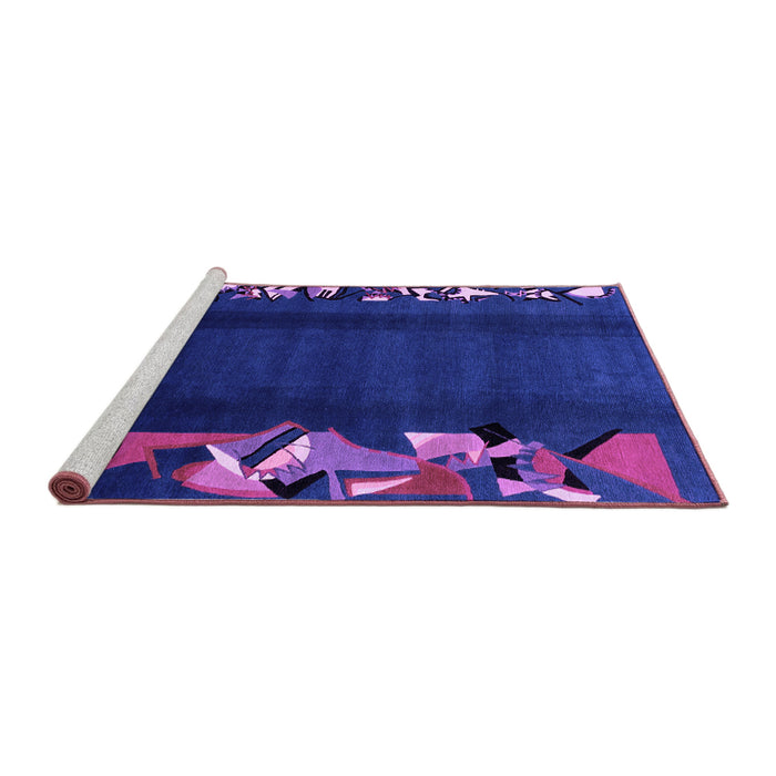 Sideview of Machine Washable Abstract Purple Modern Area Rugs, wshabs1898pur