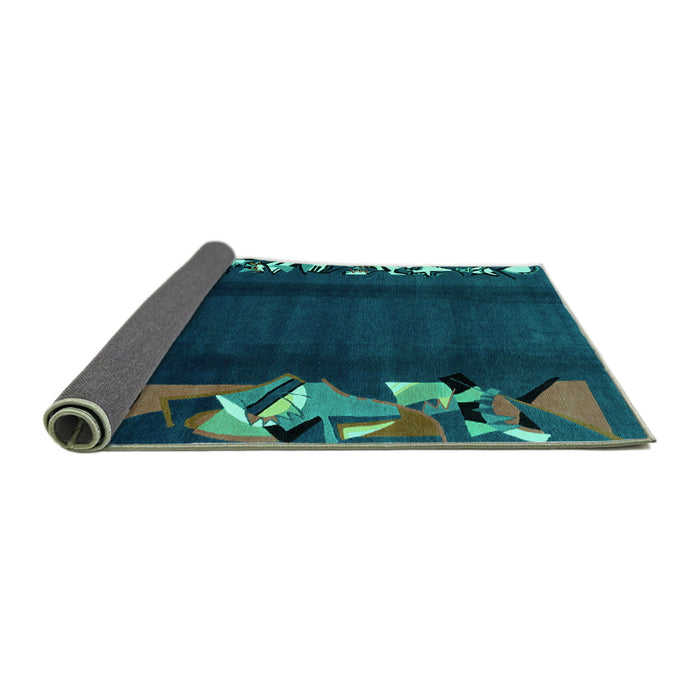 Sideview of Abstract Turquoise Modern Rug, abs1898turq