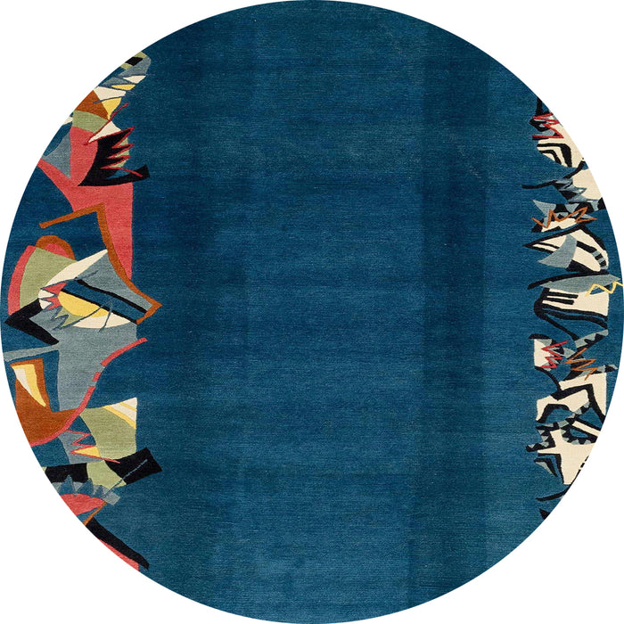 Round Abstract Greenish Blue Green Modern Rug, abs1898