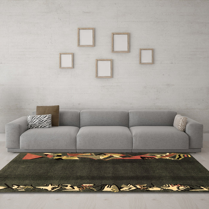 Machine Washable Abstract Brown Modern Rug in a Living Room,, wshabs1898brn