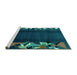 Sideview of Machine Washable Abstract Turquoise Modern Area Rugs, wshabs1898turq