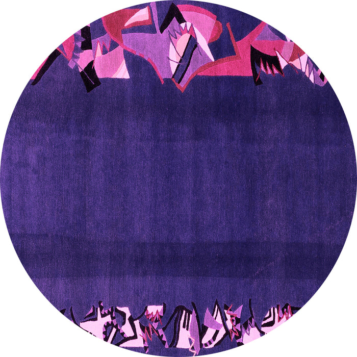 Round Machine Washable Abstract Pink Modern Rug, wshabs1898pnk