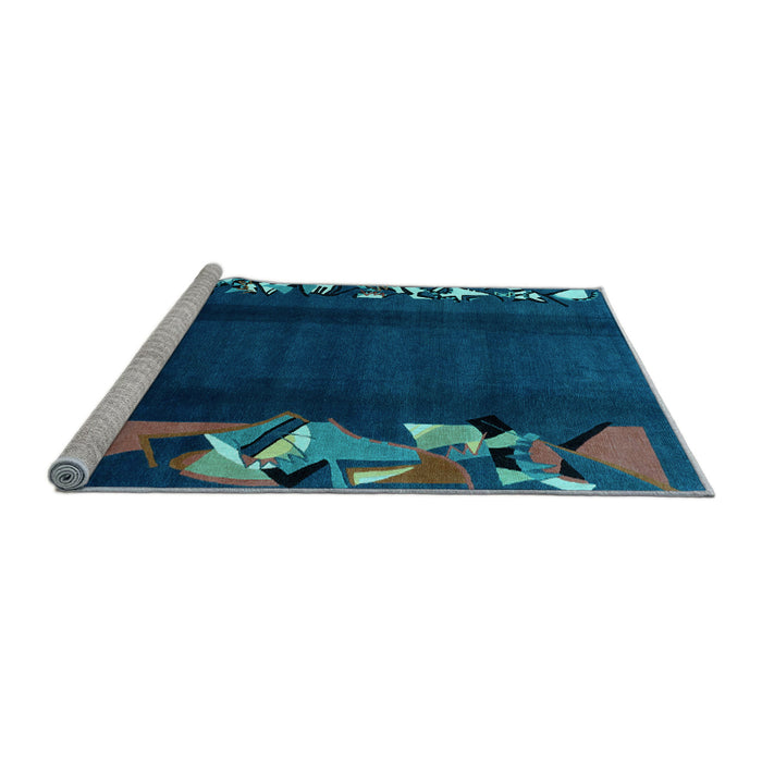 Sideview of Machine Washable Abstract Light Blue Modern Rug, wshabs1898lblu