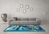 Machine Washable Abstract Light Blue Modern Rug, wshabs1899lblu