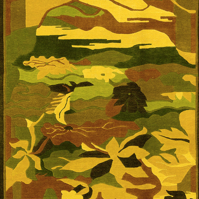 Machine Washable Abstract Yellow Modern Rug, wshabs1899yw