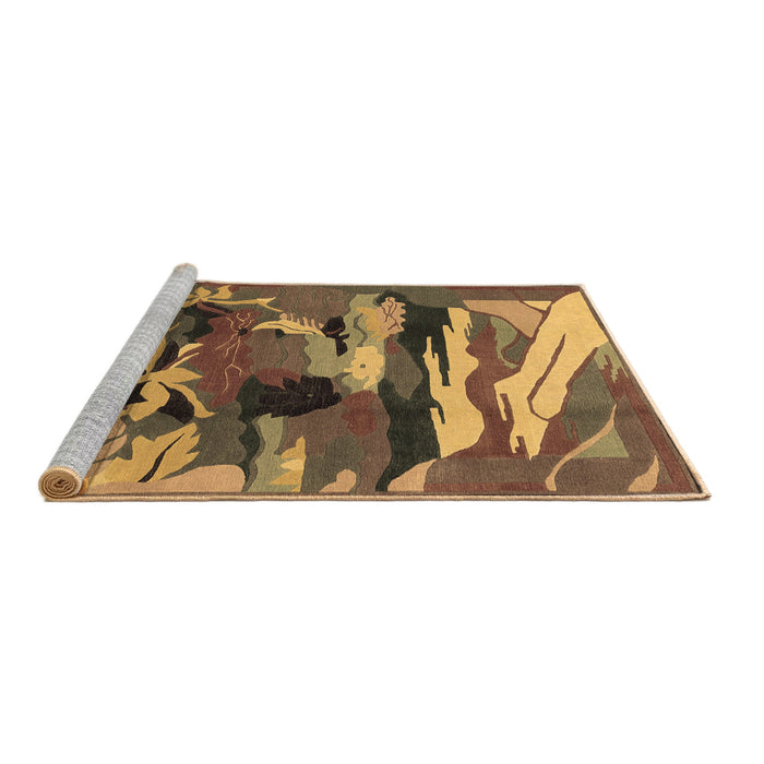 Sideview of Machine Washable Abstract Brown Modern Rug, wshabs1899brn