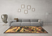 Machine Washable Abstract Brown Modern Rug in a Living Room,, wshabs1899brn