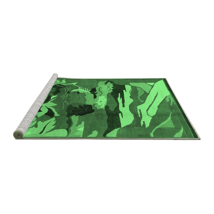 Sideview of Machine Washable Abstract Emerald Green Modern Area Rugs, wshabs1899emgrn