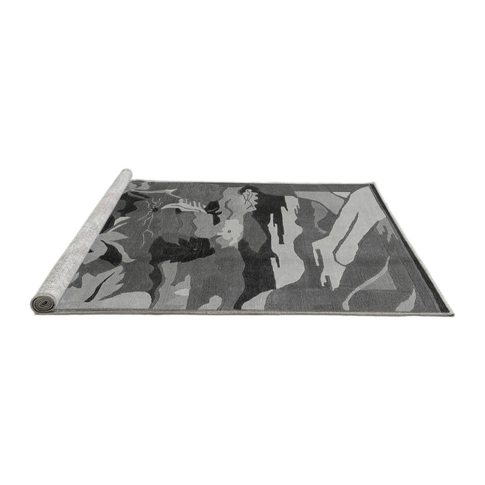 Sideview of Machine Washable Abstract Gray Modern Rug, wshabs1899gry
