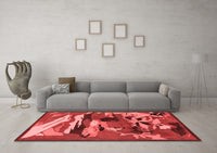 Machine Washable Abstract Red Modern Rug, wshabs1899red