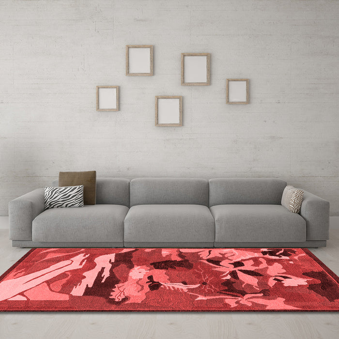 Modern Red Washable Rugs