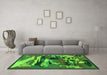 Machine Washable Abstract Green Modern Area Rugs in a Living Room,, wshabs1899grn