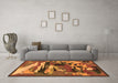 Machine Washable Abstract Orange Modern Area Rugs in a Living Room, wshabs1899org