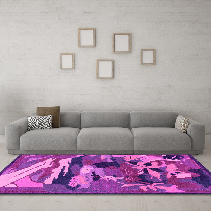 Machine Washable Abstract Pink Modern Rug in a Living Room, wshabs1899pnk