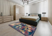 Machine Washable Abstract Plum Purple Rug in a Bedroom, wshabs1899