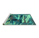 Sideview of Machine Washable Abstract Turquoise Modern Area Rugs, wshabs1899turq