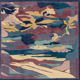 Square Abstract Plum Purple Modern Rug, abs1899