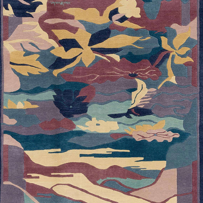 Machine Washable Abstract Plum Purple Rug, wshabs1899