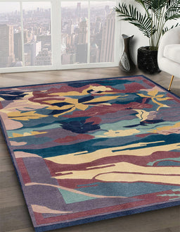 Machine Washable Abstract Plum Purple Rug in a Family Room, wshabs1899
