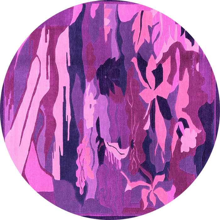 Round Abstract Pink Modern Rug, abs1899pnk
