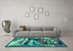 Machine Washable Abstract Turquoise Modern Area Rugs in a Living Room,, wshabs1899turq