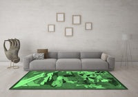 Machine Washable Abstract Emerald Green Modern Rug, wshabs1899emgrn