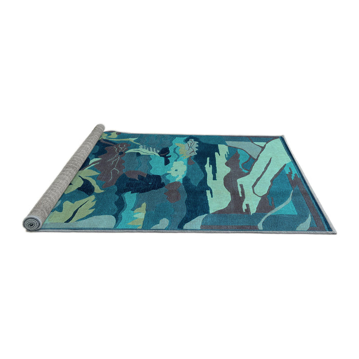 Sideview of Machine Washable Abstract Light Blue Modern Rug, wshabs1899lblu