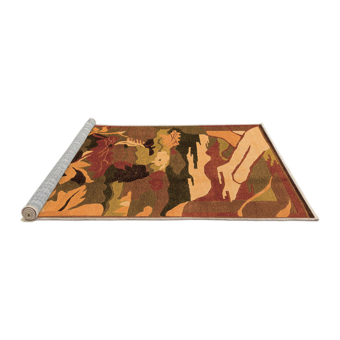 Sideview of Machine Washable Abstract Orange Modern Area Rugs, wshabs1899org