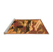 Sideview of Machine Washable Abstract Orange Modern Area Rugs, wshabs1899org