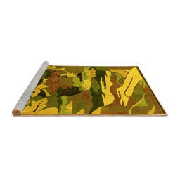 Sideview of Machine Washable Abstract Yellow Modern Rug, wshabs1899yw