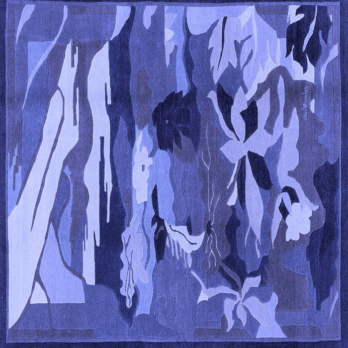 Square Machine Washable Abstract Blue Modern Rug, wshabs1899blu