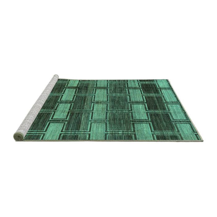 Sideview of Machine Washable Abstract Turquoise Modern Area Rugs, wshabs189turq