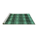 Sideview of Machine Washable Abstract Turquoise Modern Area Rugs, wshabs189turq